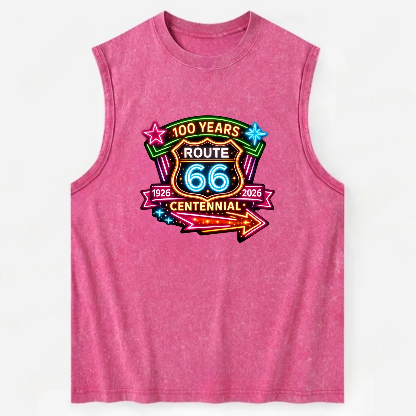 CENTENNIAL BADGE | 100 Years celebration emblem | 1926-2026 dates | - Vintage Washed Tank - Pink