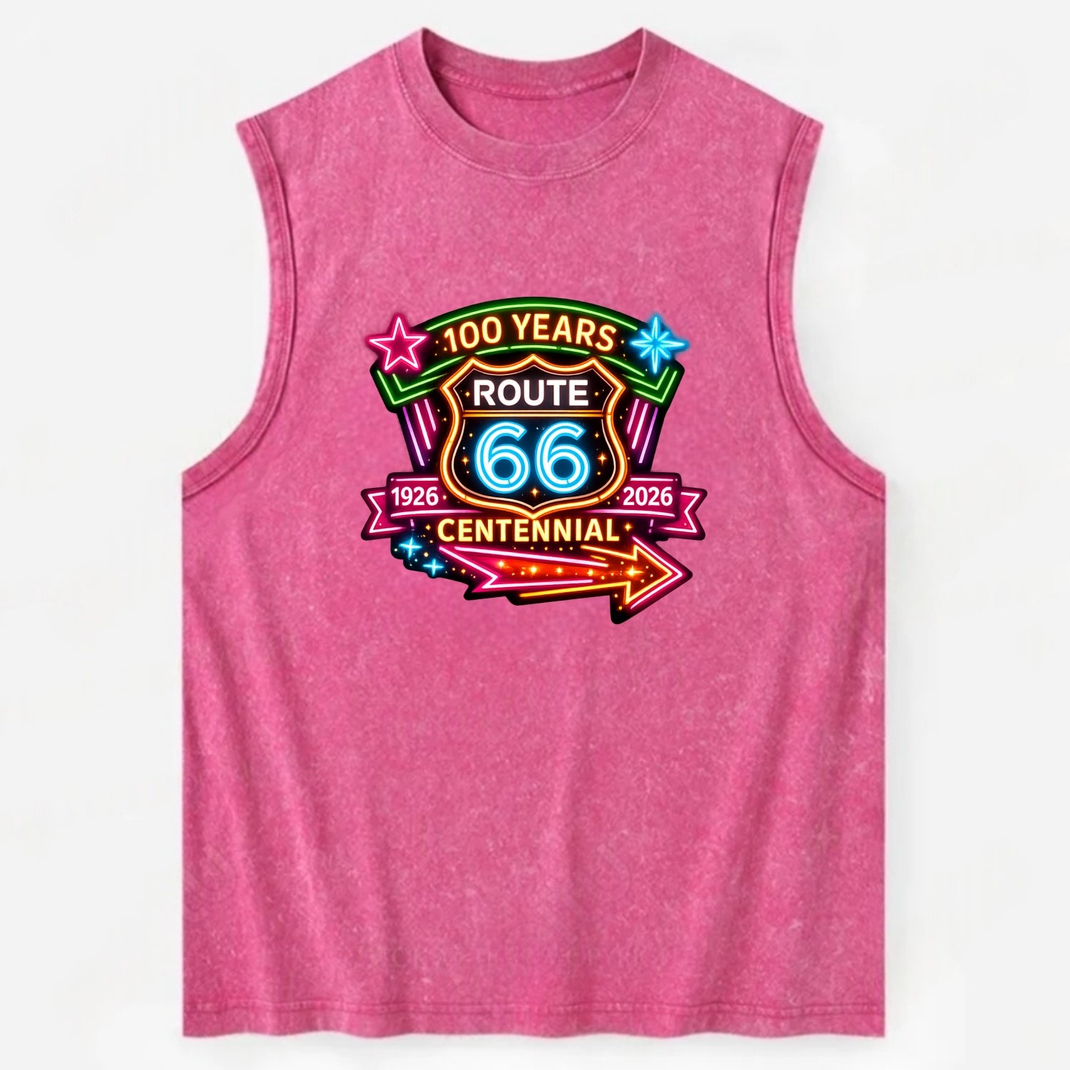 CENTENNIAL BADGE | 100 Years celebration emblem | 1926-2026 dates | - Vintage Washed Tank - Pink