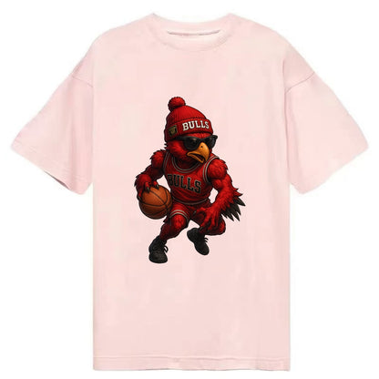 Windy City Hawk wearing Bulls beanie with six rings patch and wayfarer sunglasses - Classic T-shirt - Pink