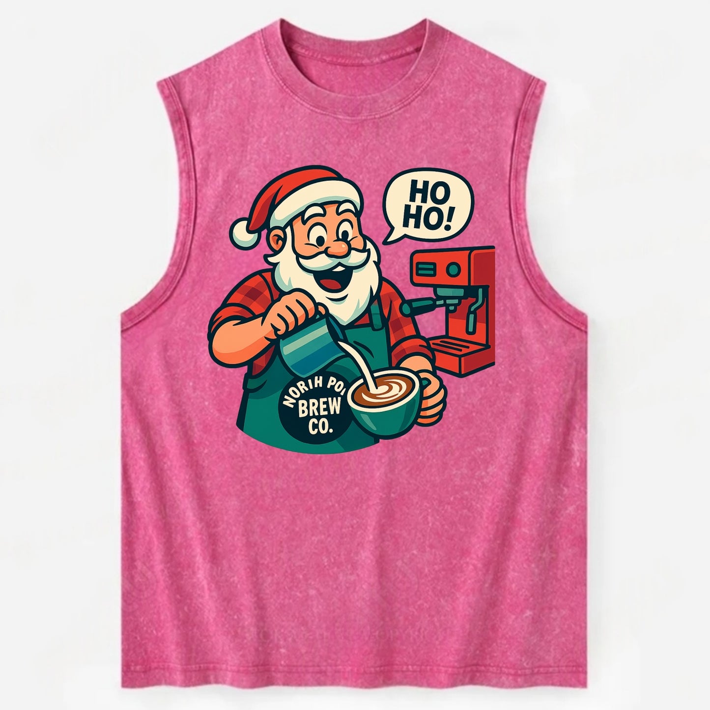 Santa Barista - Vintage Washed Tank - Pink