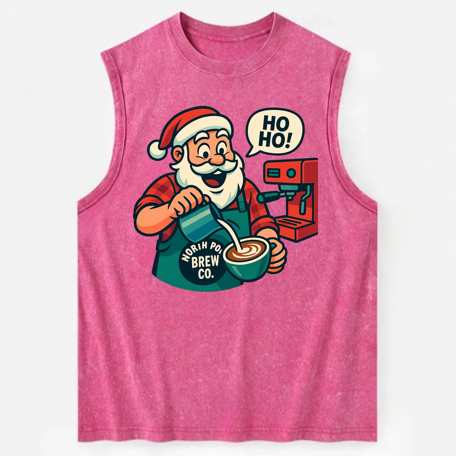 Santa Barista - Vintage Washed Tank - Pink
