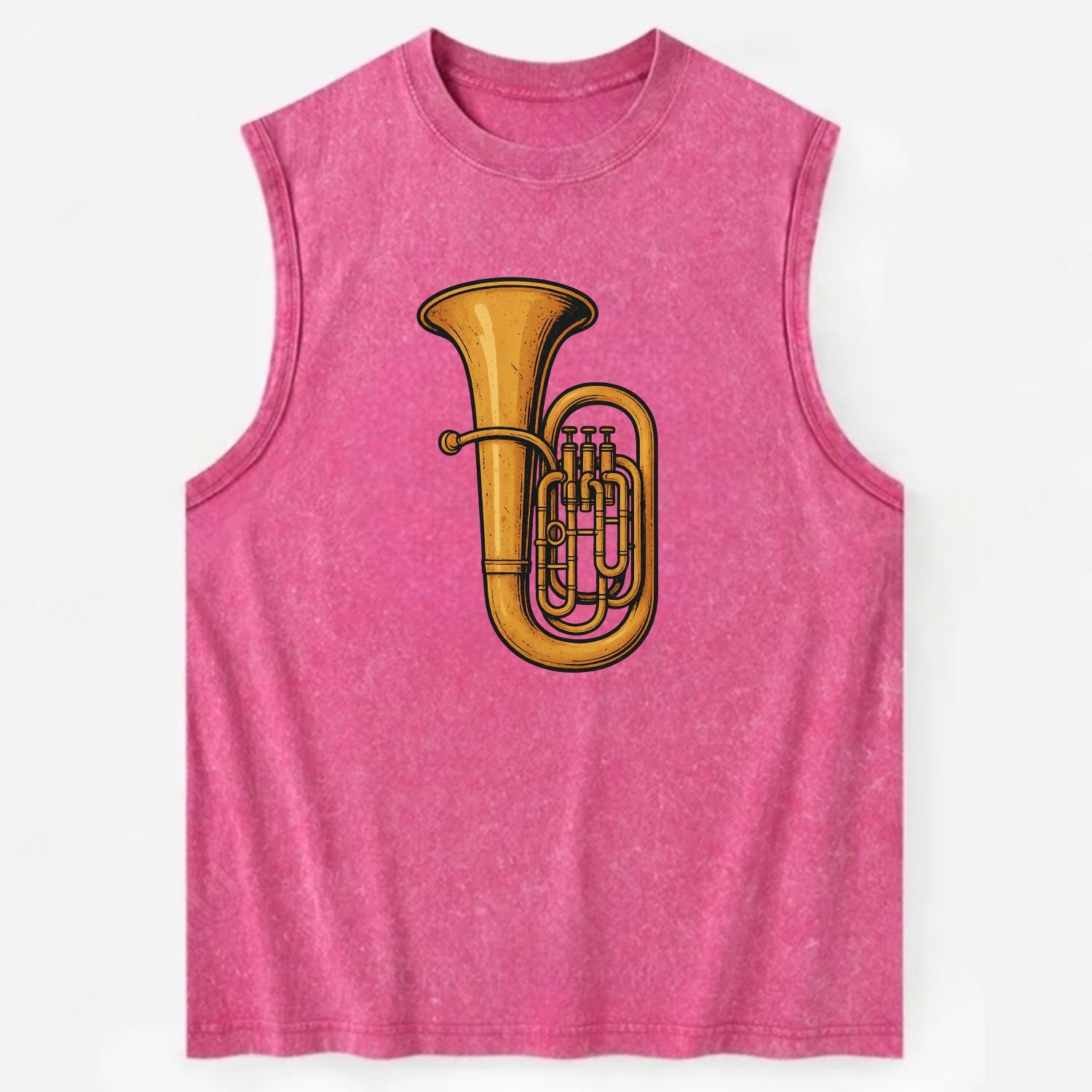 Tuba with large brass bell - Vintage Washed Tank - Pink