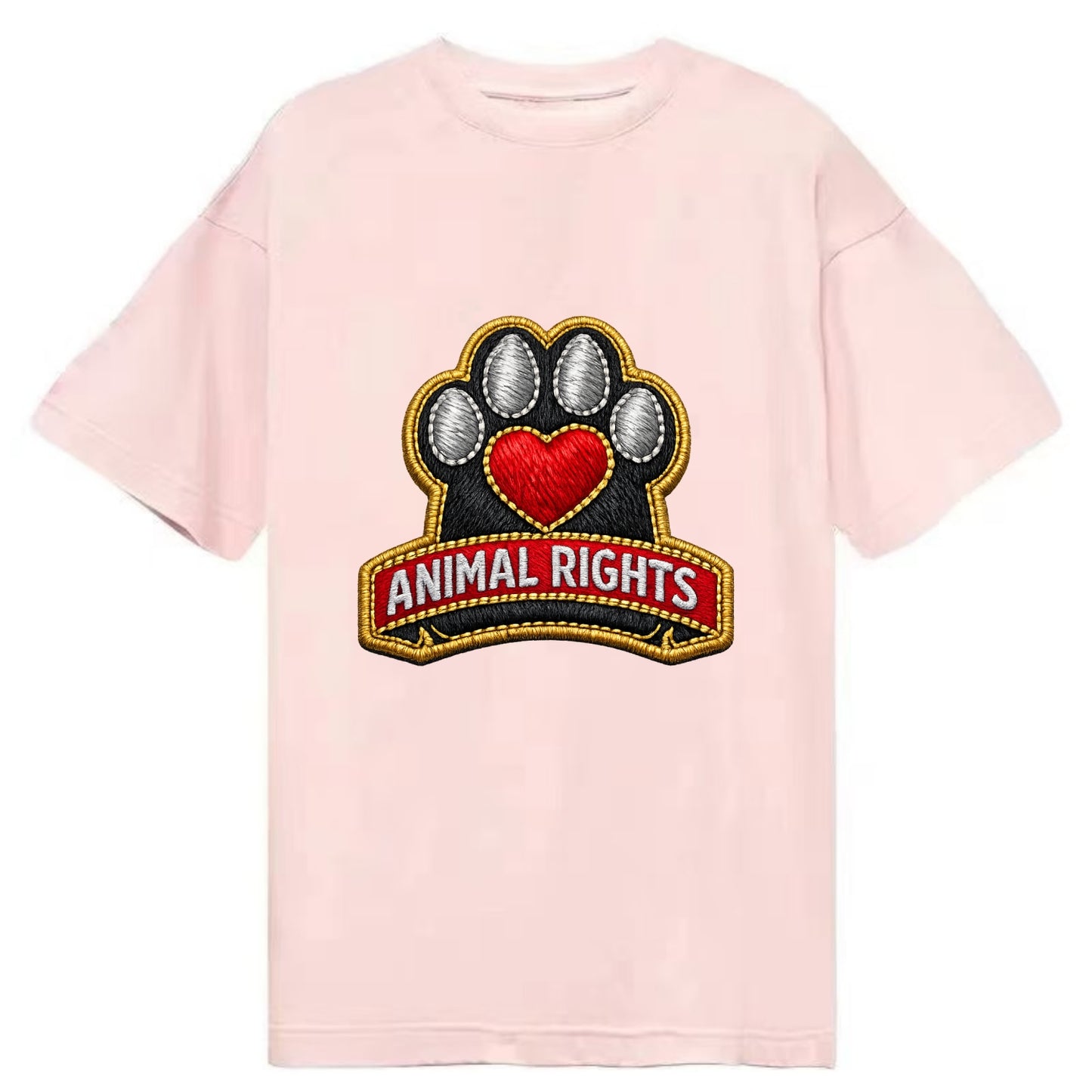 ANIMAL RIGHTS - raised paw with heart in red , advocacy - Classic T-shirt - Pink