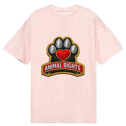 ANIMAL RIGHTS - raised paw with heart in red , advocacy - Classic T-shirt - Pink