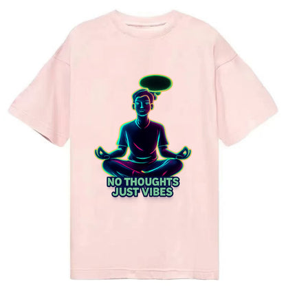 Peaceful floating figure with empty thought bubble - "no thoughts just vibes" zen - Classic T-shirt - Pink