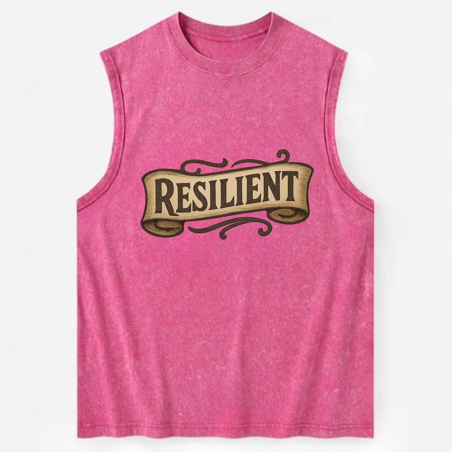 Bold typography design - "RESILIENT" - bouncing back, unbreakable spirit - Vintage Washed Tank - Pink