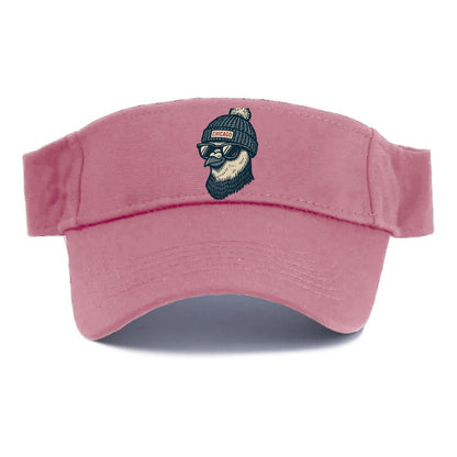 Chicago Pigeon wearing Chicago beanie with pom pom and wayfarer sunglasses - Visor - Pink