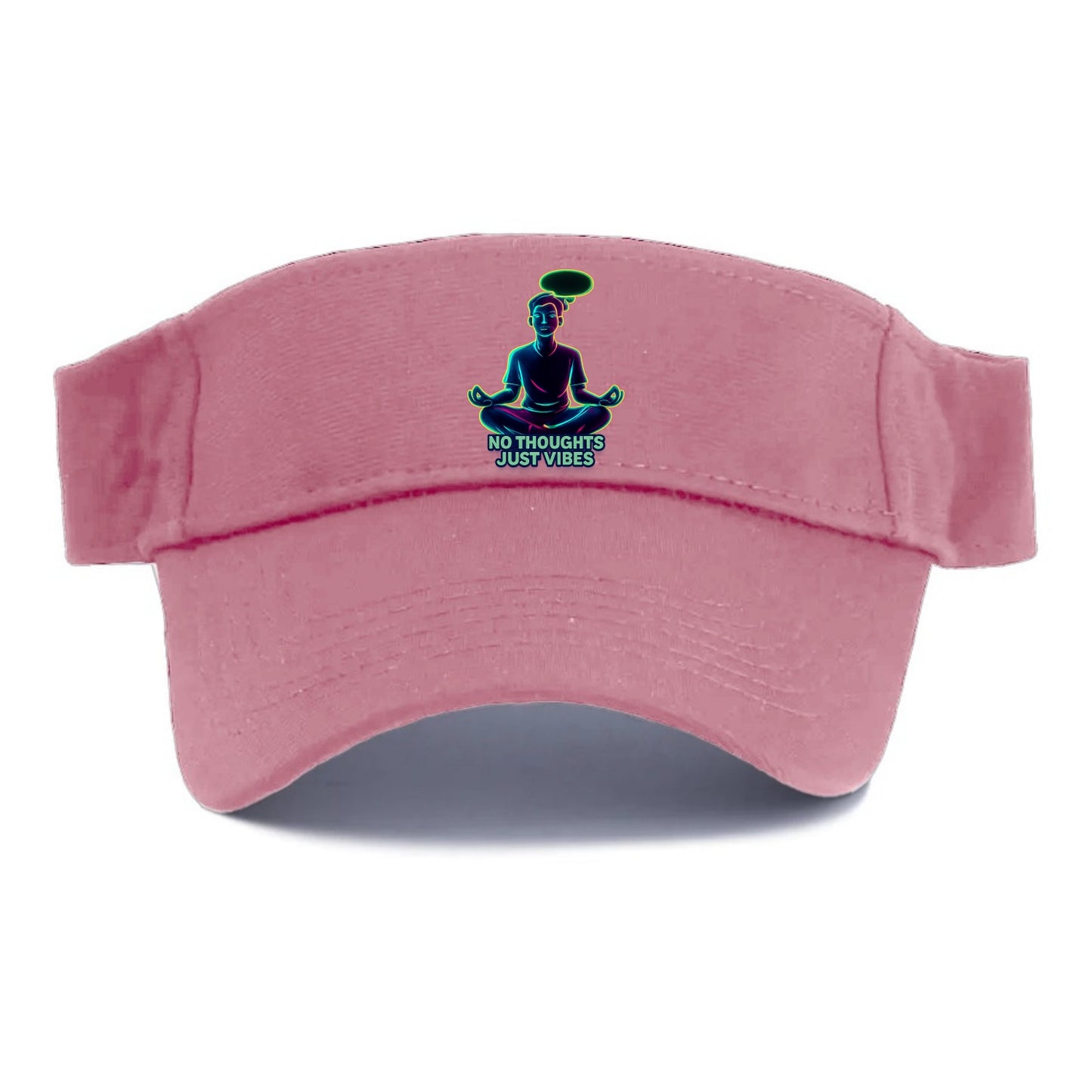 Peaceful floating figure with empty thought bubble - "no thoughts just vibes" zen state - Visor - Pink