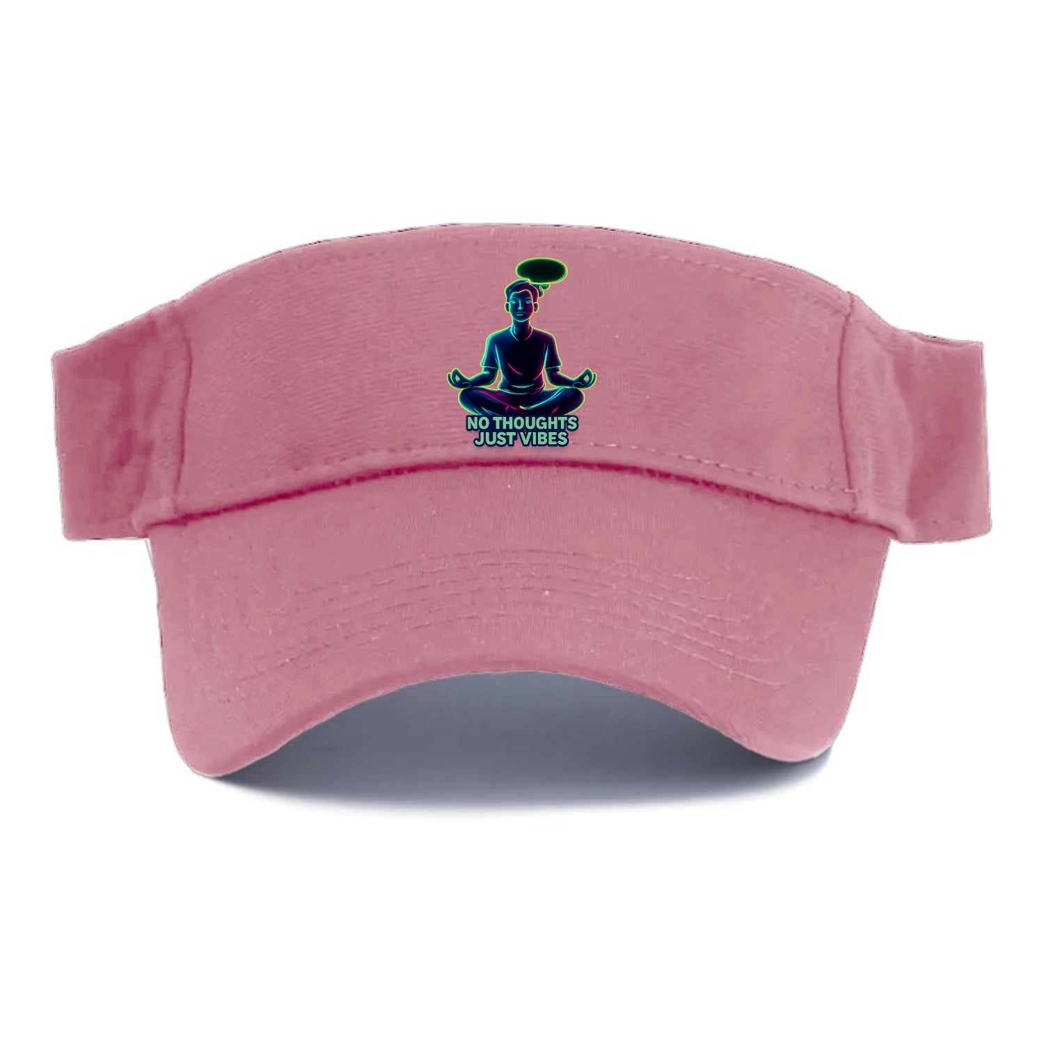 Peaceful floating figure with empty thought bubble - "no thoughts just vibes" zen state - Visor - Pink