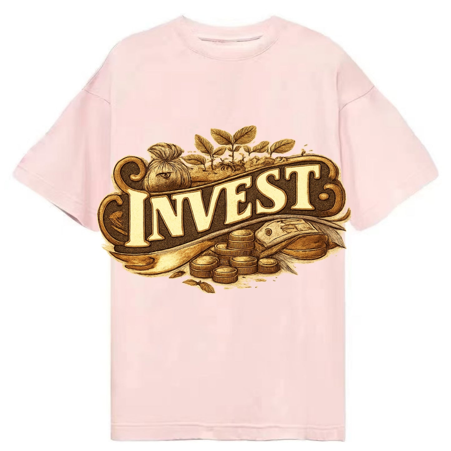 Bold typography design - "INVEST" - growing money, smart decisions - Classic T-shirt - Pink