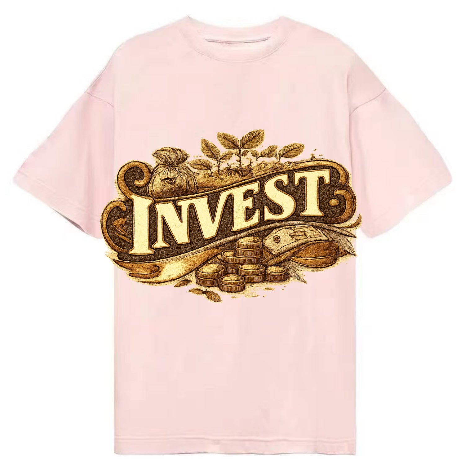Bold typography design - "INVEST" - growing money, smart decisions - Classic T-shirt - Pink