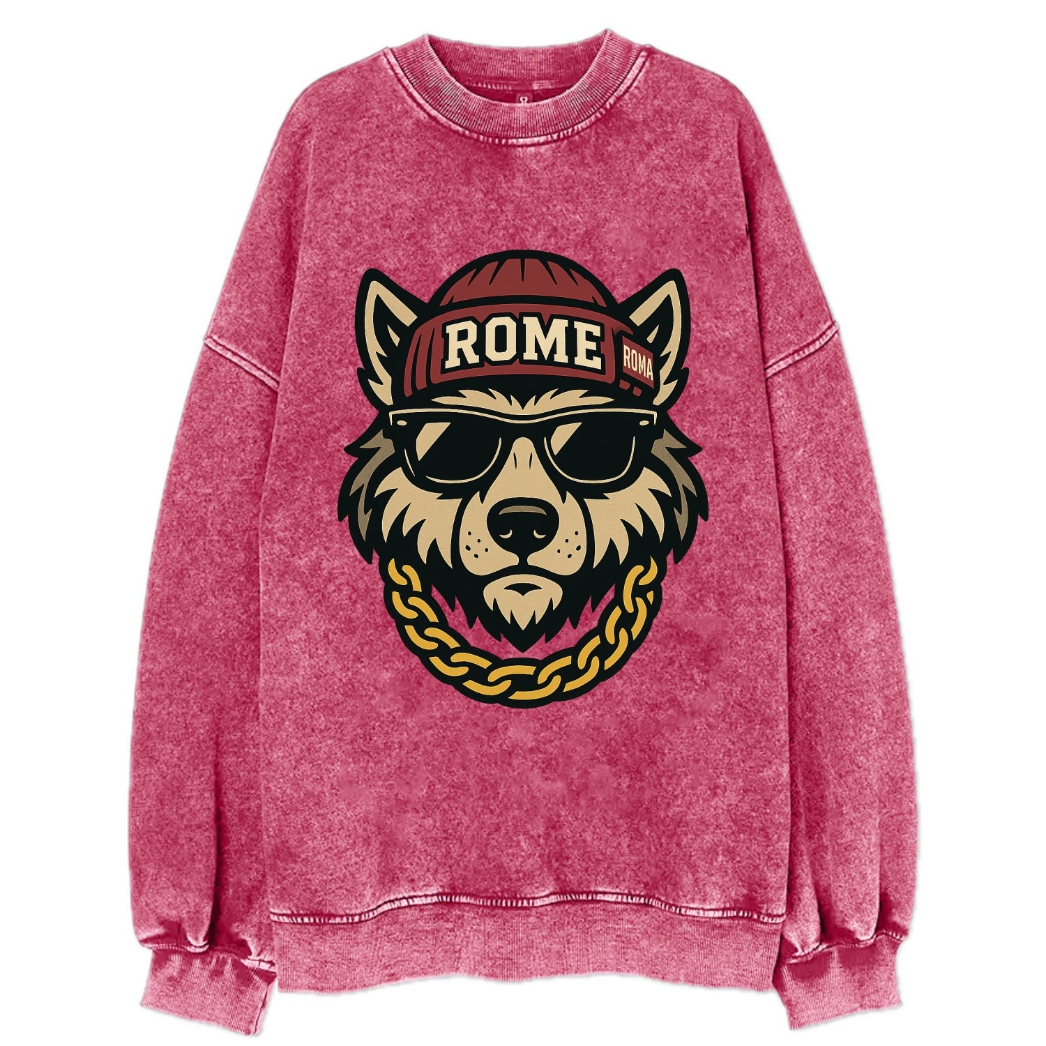 Rome Wolf - Vintage Sweatshirt - Pink