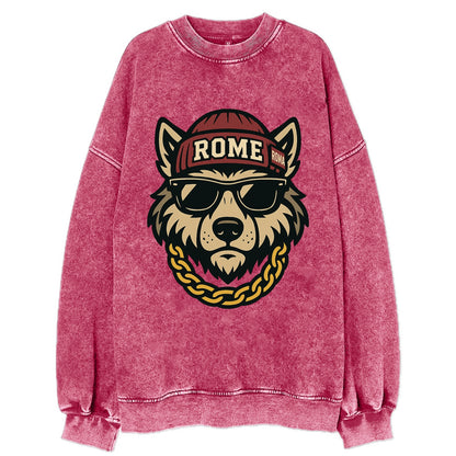 Rome Wolf - Vintage Sweatshirt - Pink