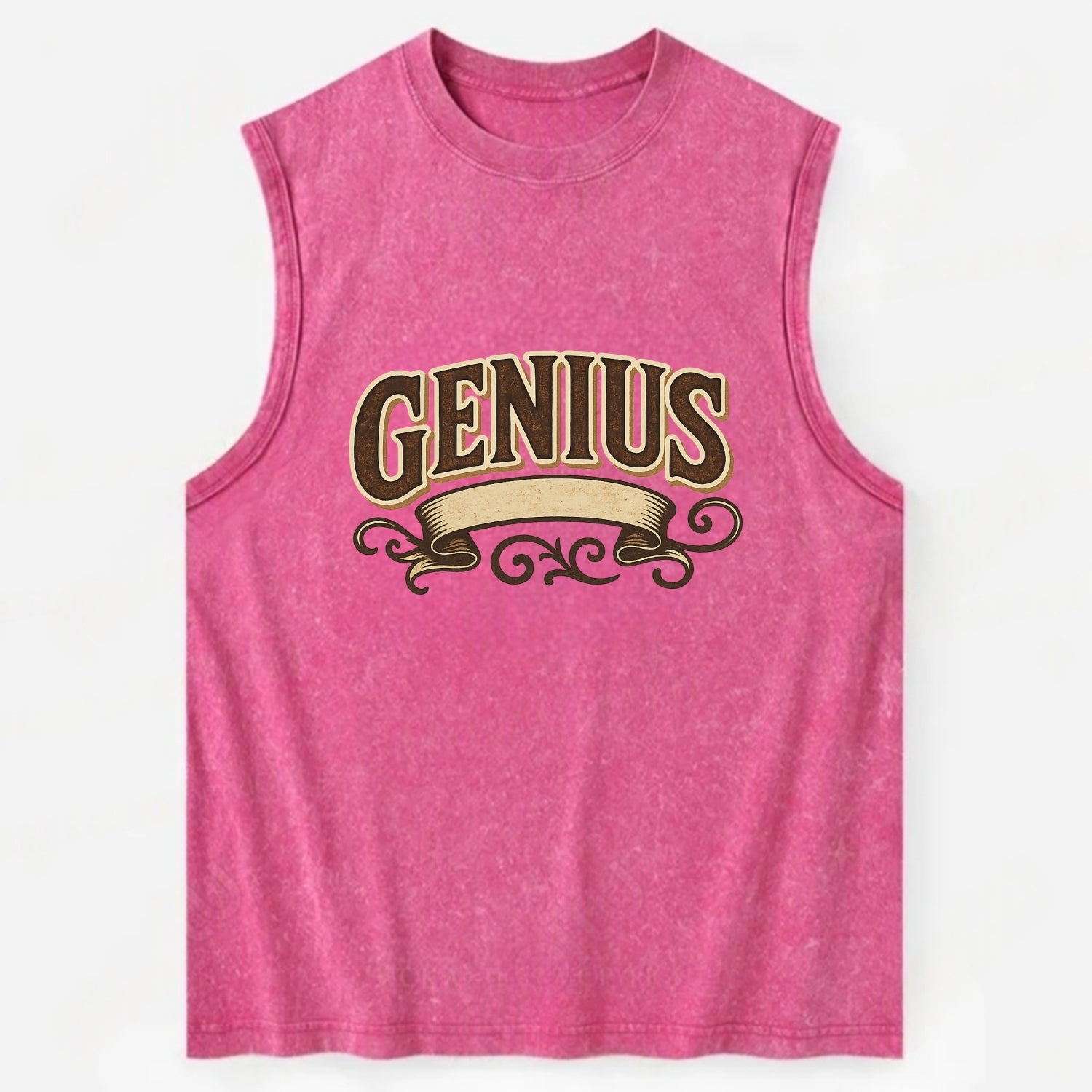Bold typography design - "GENIUS" - exceptional intelligence, brilliance - Vintage Washed Tank - Pink