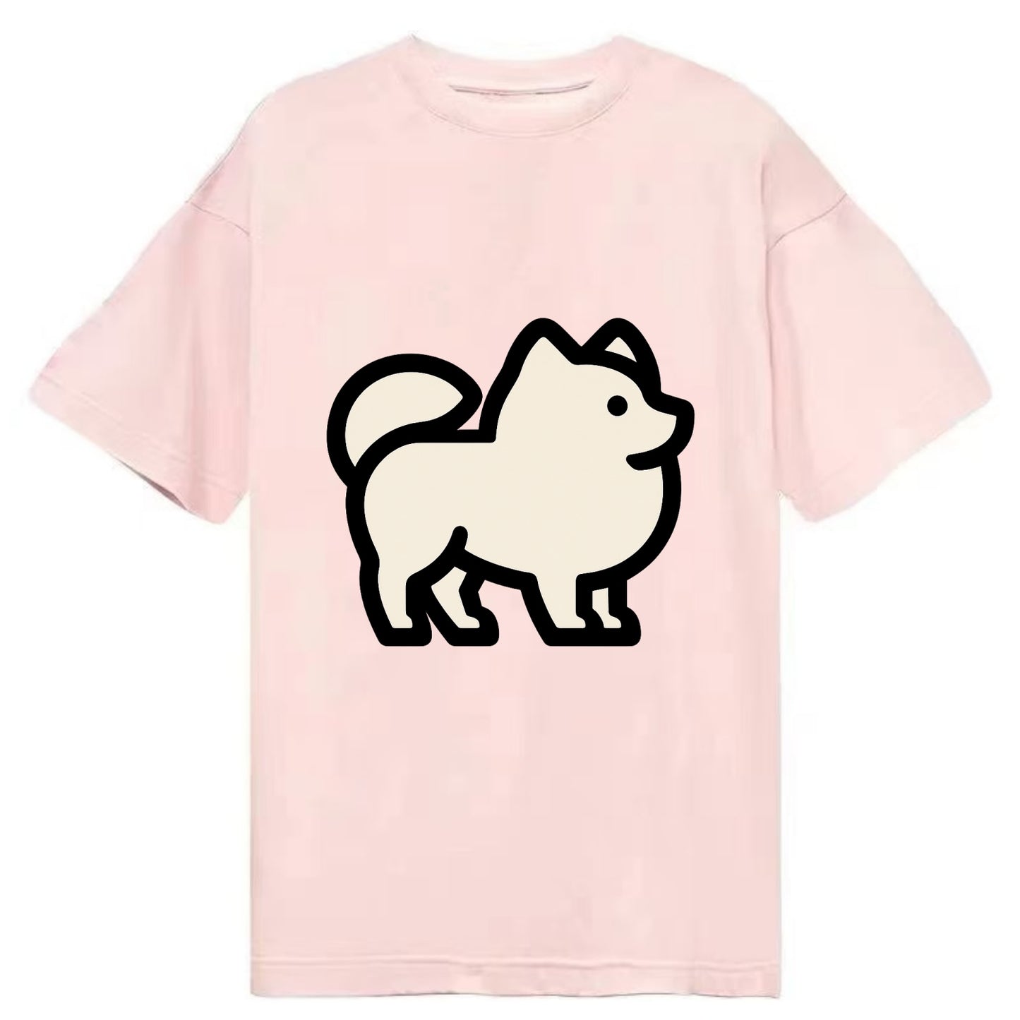 Pomeranian - Modern tiny fluffy logo wit - Classic T-shirt - Pink
