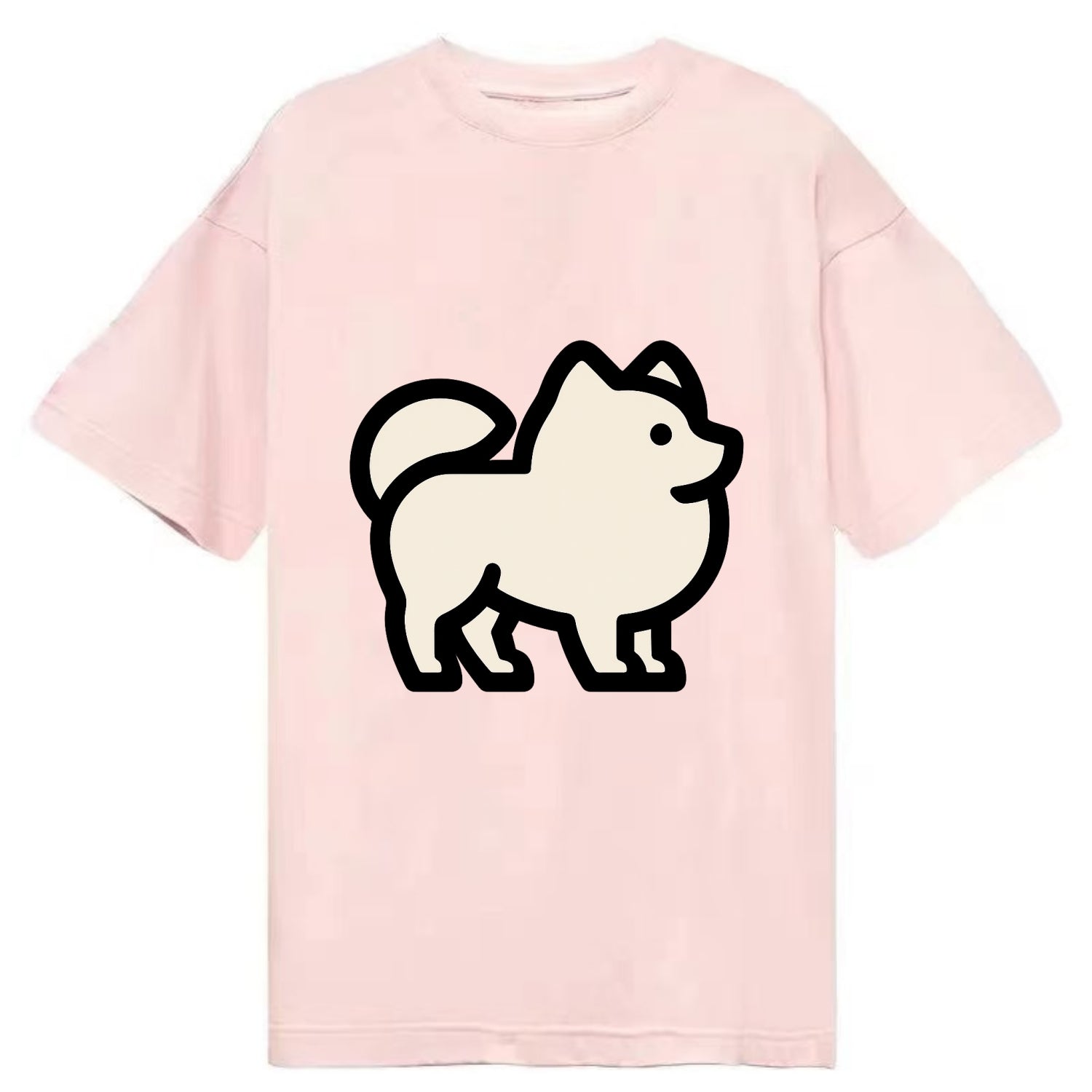 Pomeranian - Modern tiny fluffy logo wit - Classic T-shirt - Pink