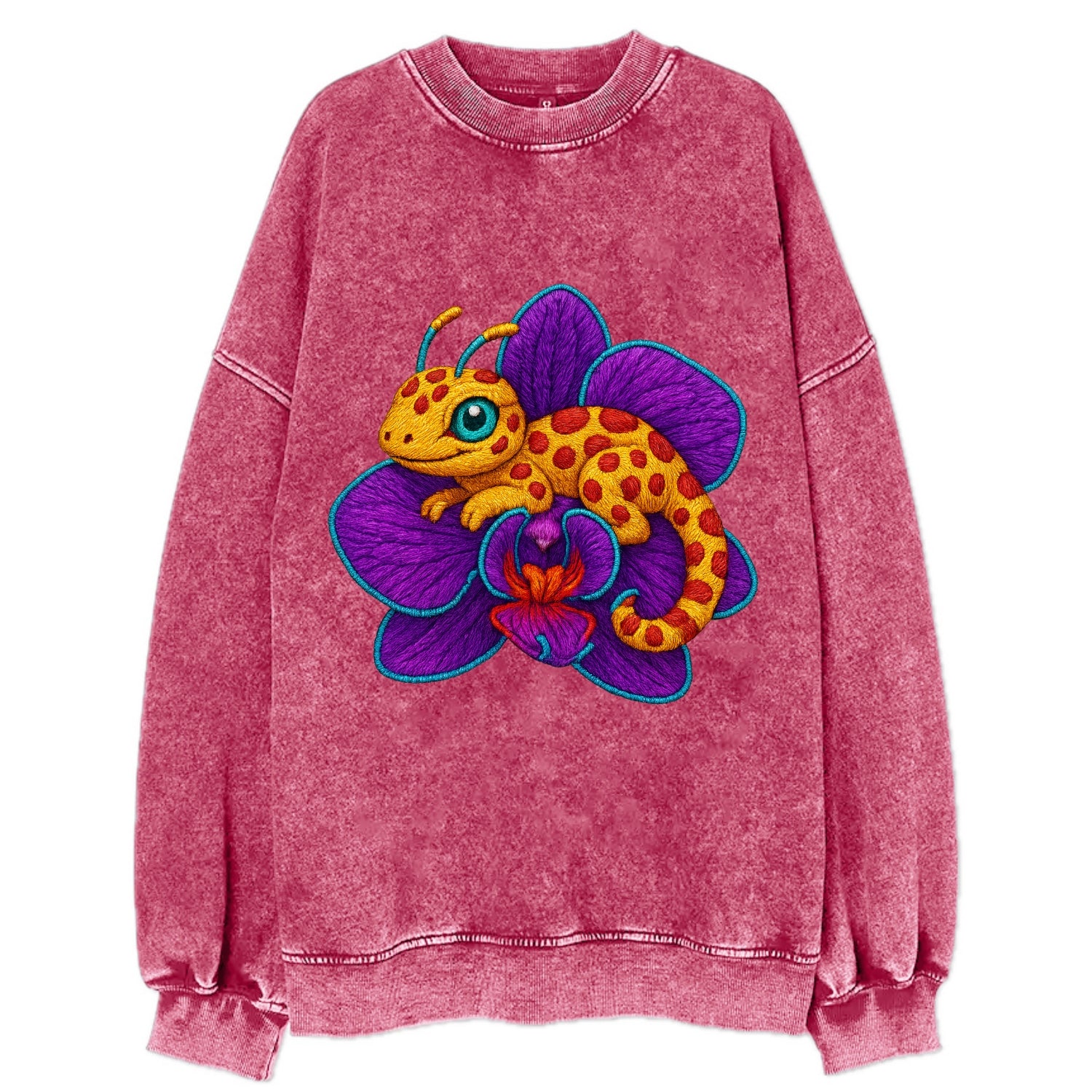 Leopard Orchid - Vintage Sweatshirt - Pink