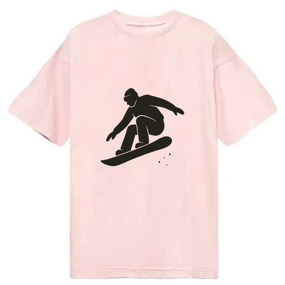 Snowboarder catching air off a jump - Classic T-shirt - Pink