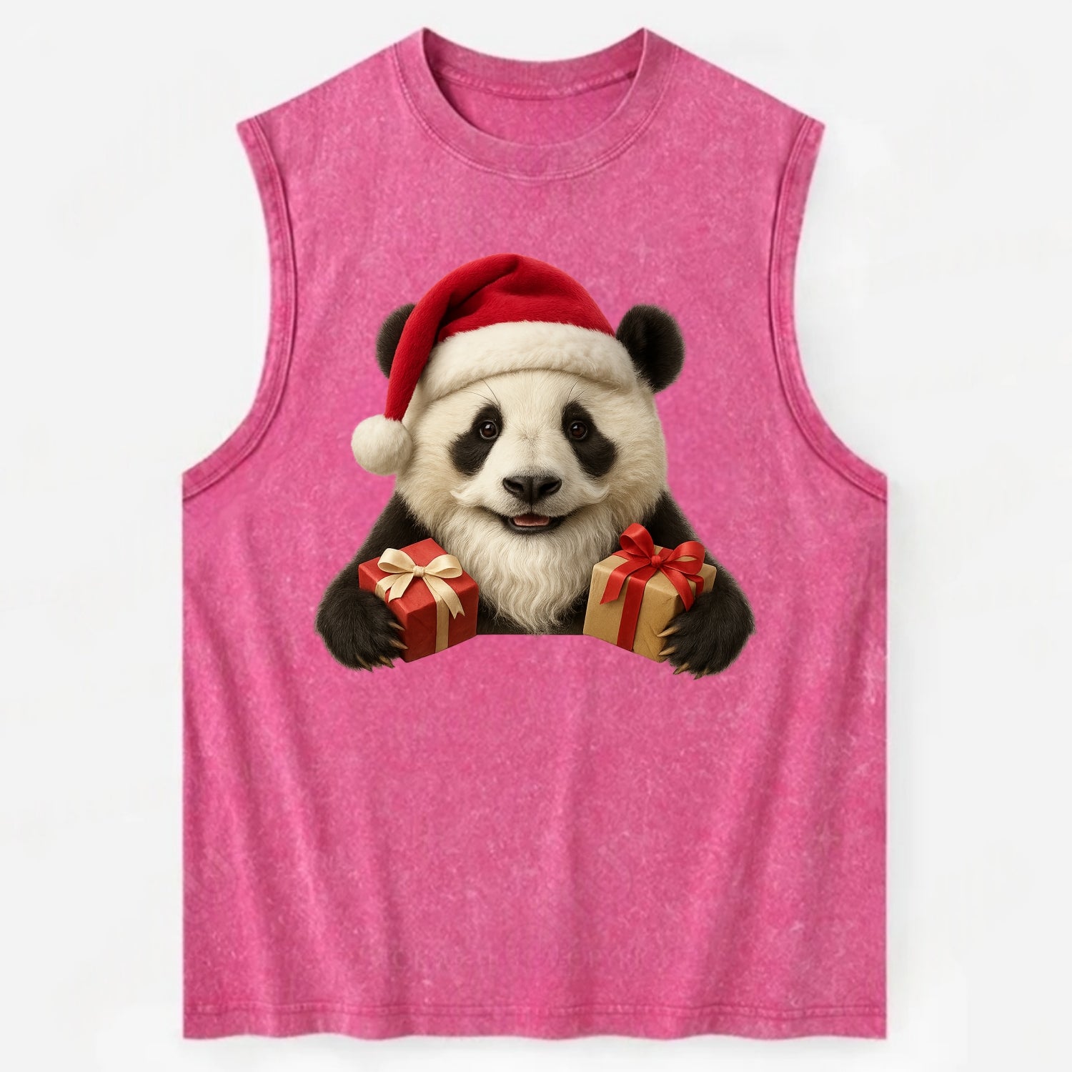 Santa Panda  - Vintage Washed Tank - Pink