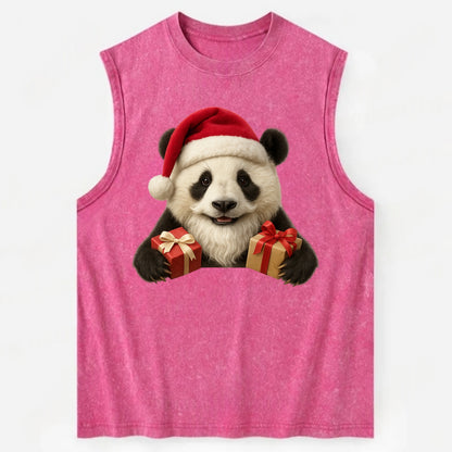 Santa Panda  - Vintage Washed Tank - Pink