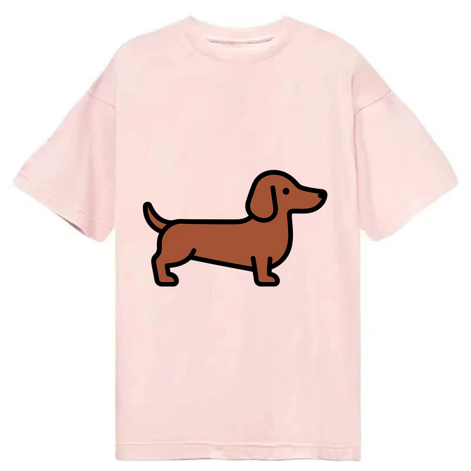 Dachshund - Red/brown smooth flat side profile - Classic T-shirt - Pink