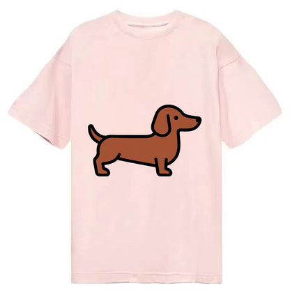 Dachshund - Red/brown smooth flat side profile - Classic T-shirt - Pink