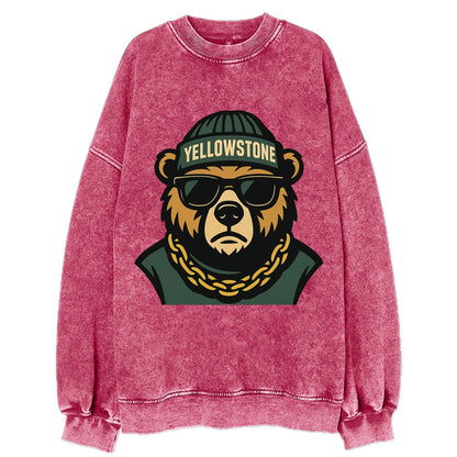 Yellowstone Bear - Vintage Sweatshirt - Pink