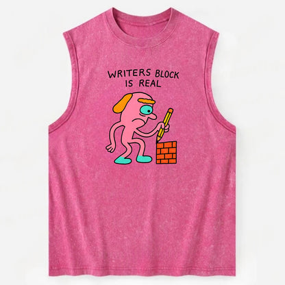 WRITERS BLOCK IS REAL | Brick wall with pencil - Vintage Washed Tank - Pink