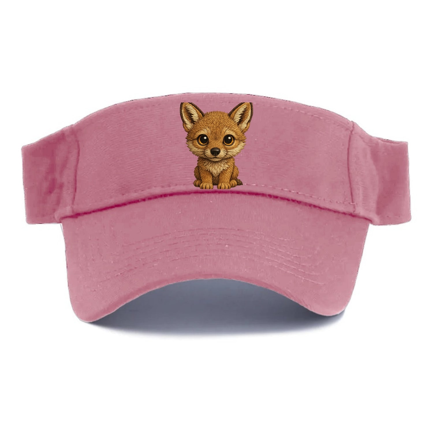 Baby Coyote Pup - tan fur, large ears, golden eyes, front-facing, clever baby - Visor - Pink