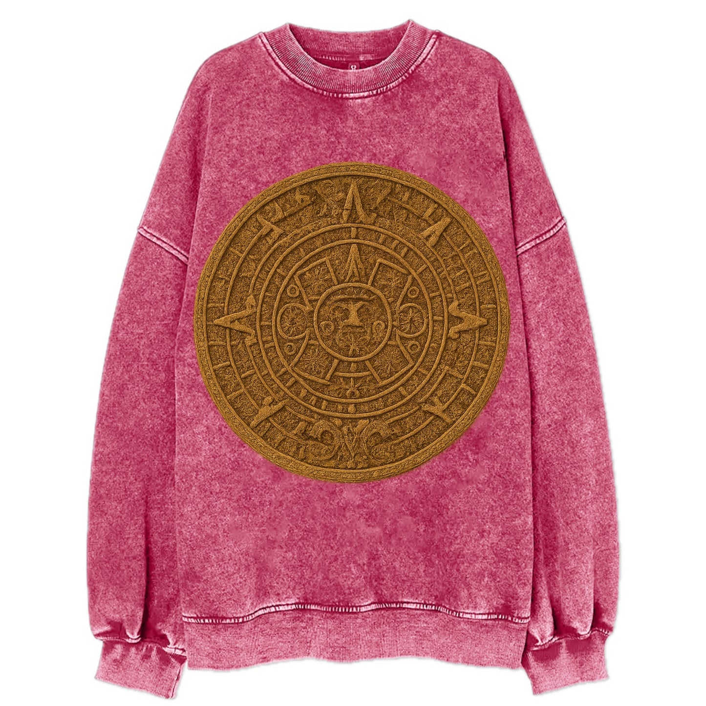 Aztec Calendar  - Vintage Sweatshirt - Pink