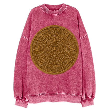 Aztec Calendar  - Vintage Sweatshirt - Pink