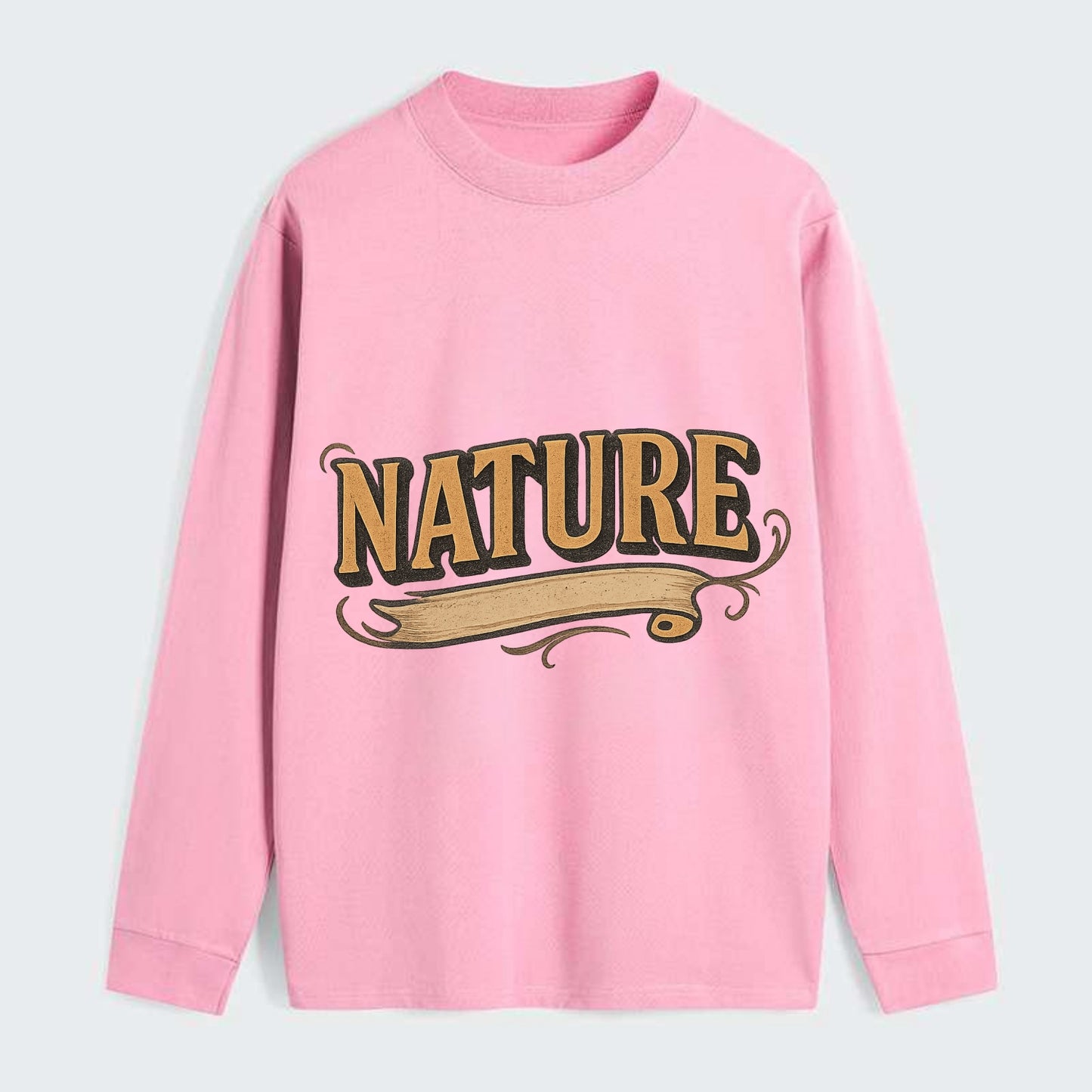 Bold typography design - "NATURE" - natural world, organic - Classic Long Sleeve Shirt - Pink
