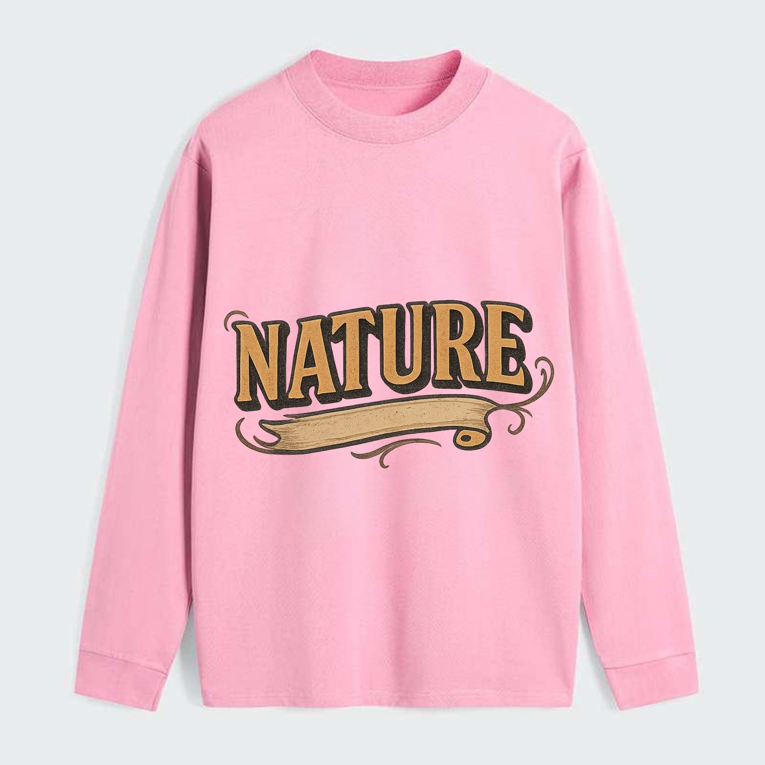 Bold typography design - "NATURE" - natural world, organic - Classic Long Sleeve Shirt - Pink