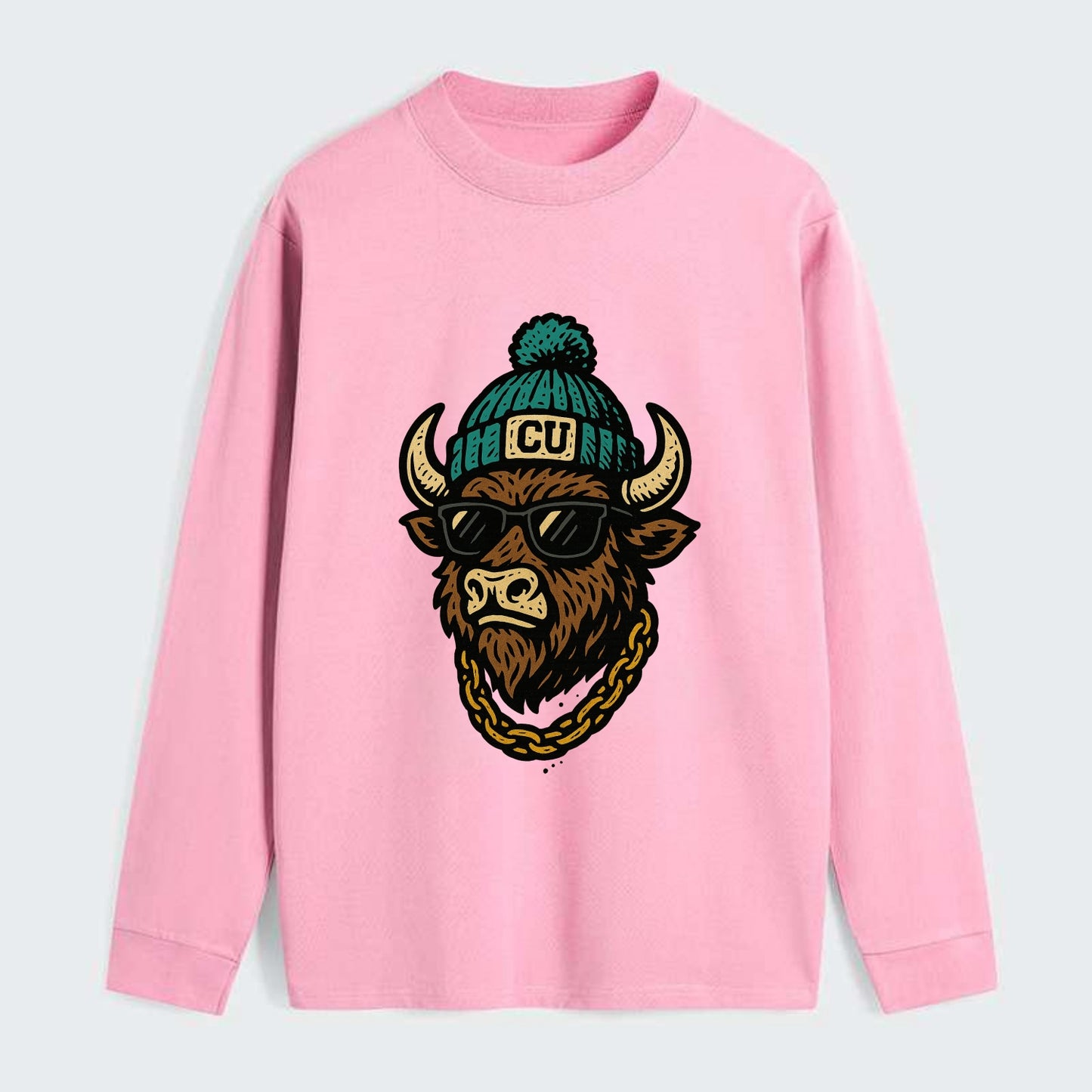 Boulder Ralphie wearing Colorado beanie with CU patch - Classic Long Sleeve Shirt - Pink