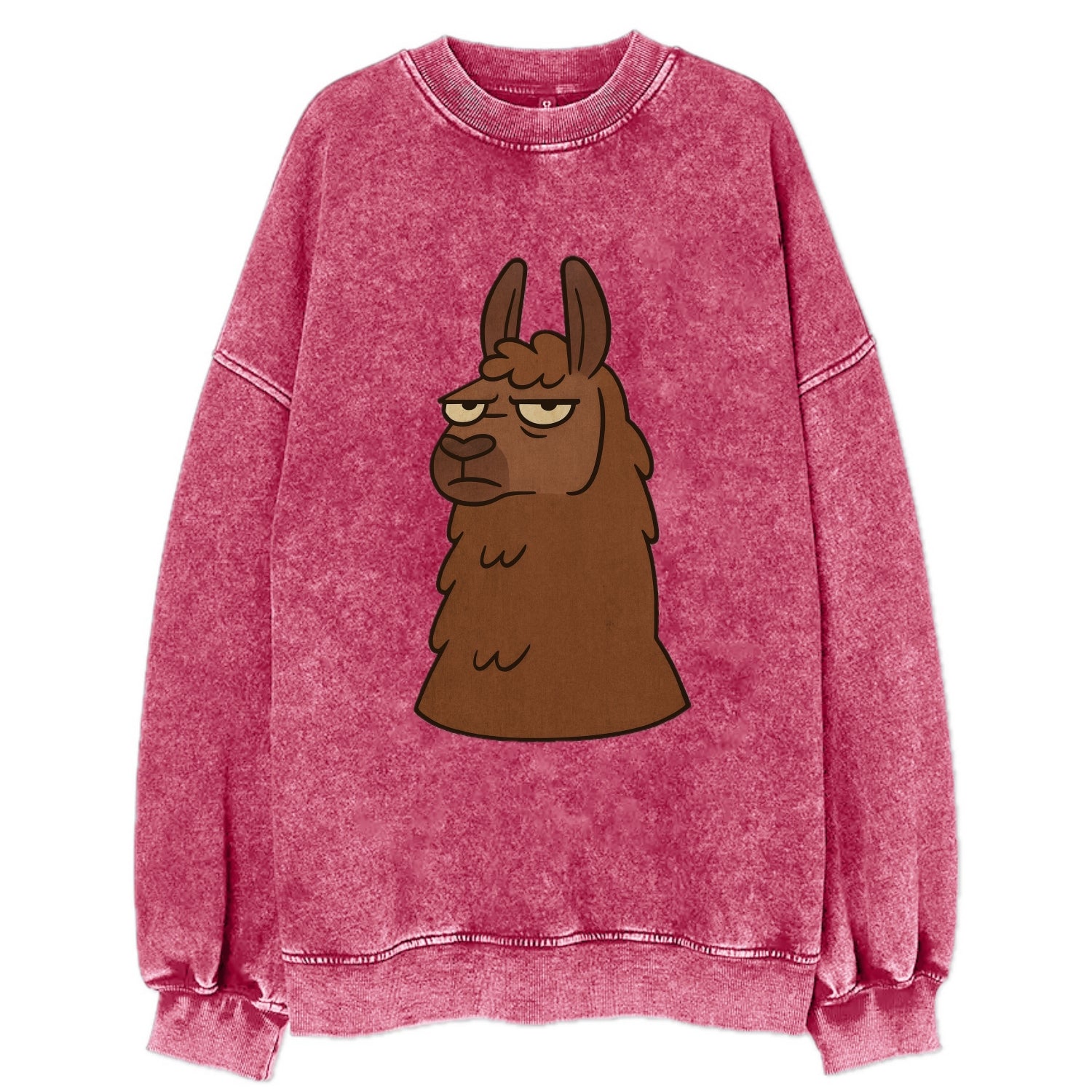 The Llama Judging Silently - Vintage Sweatshirt - Pink