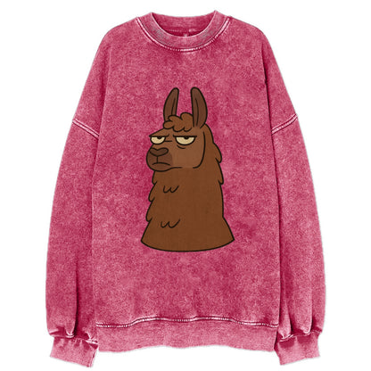 The Llama Judging Silently - Vintage Sweatshirt - Pink