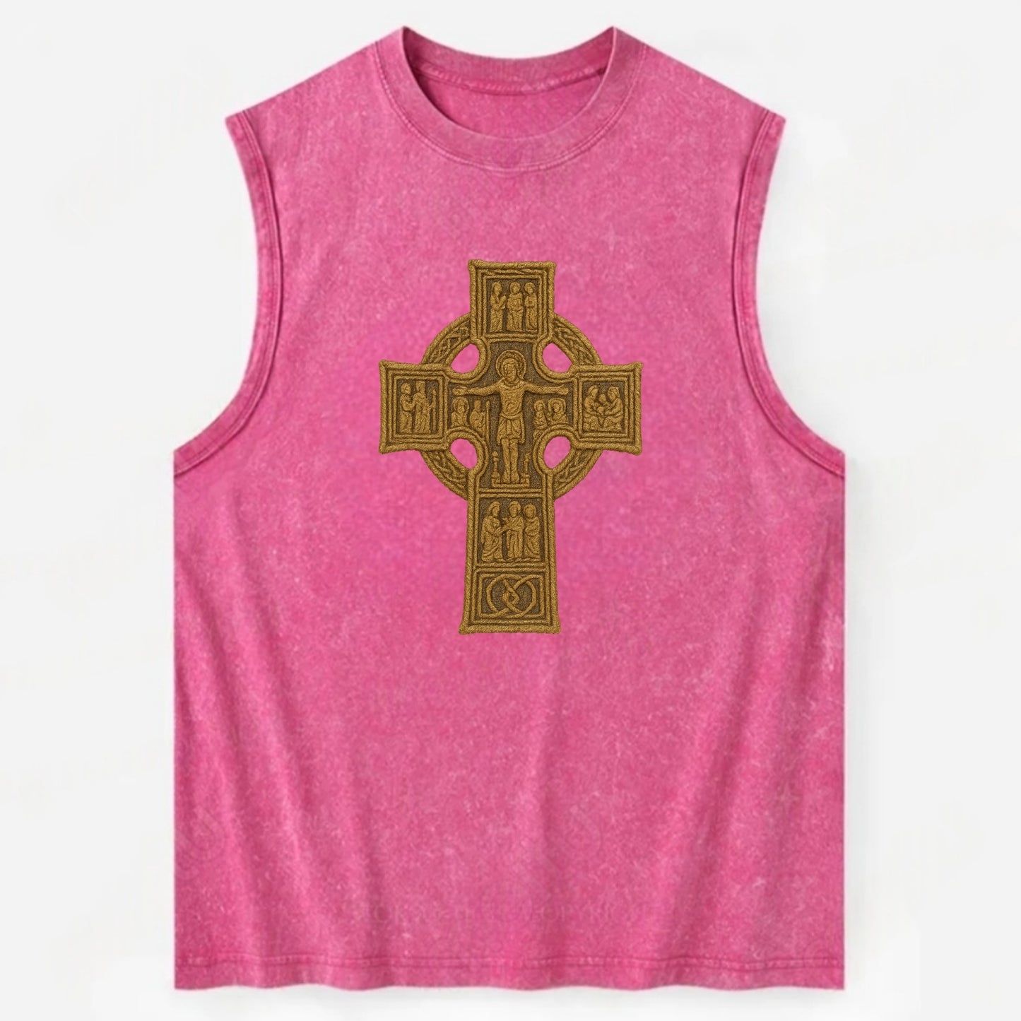Monasterboice Cross - Vintage Washed Tank - Pink