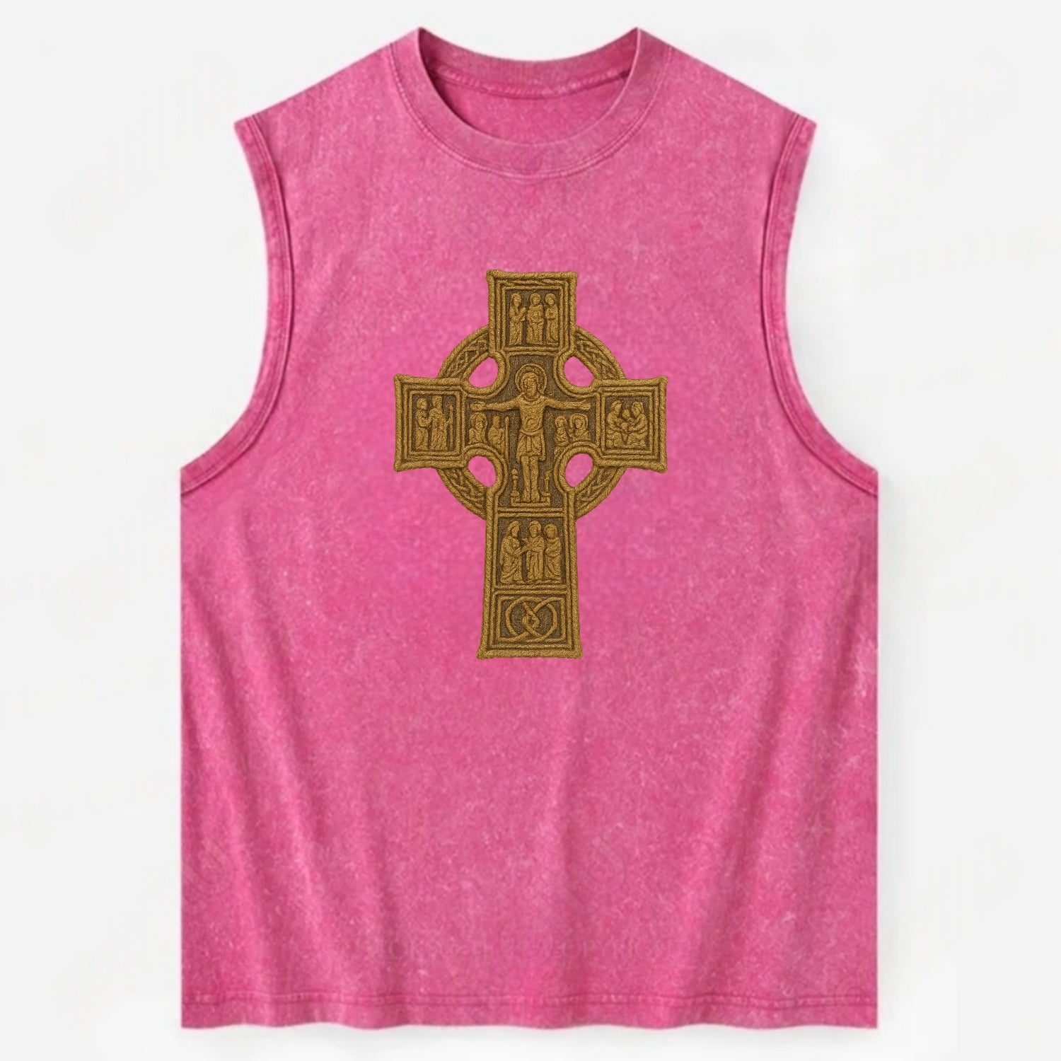Monasterboice Cross - Vintage Washed Tank - Pink