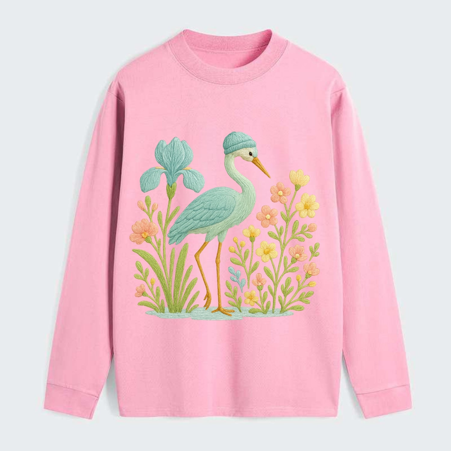 Mint Crane - Classic Long Sleeve Shirt - Pink