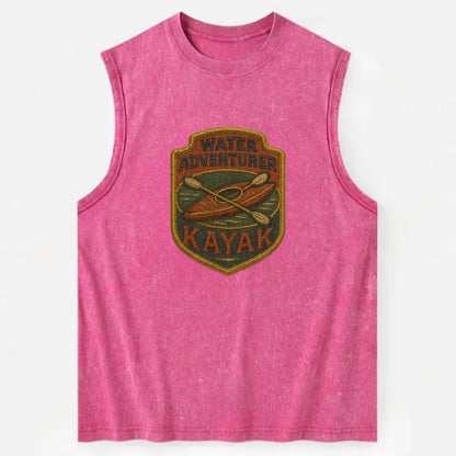 Kayak with paddle - water adventurer - Vintage Washed Tank - Pink