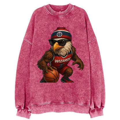 DC Eagle wearing Wizards red white and blue beanie with monument patch and - Vintage Sweatshirt - Pink