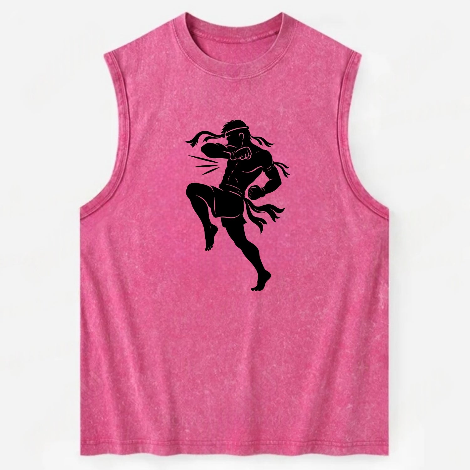 Thai Muay Thai fighter elbow strike - Vintage Washed Tank - Pink