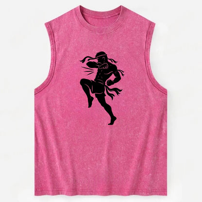 Thai Muay Thai fighter elbow strike - Vintage Washed Tank - Pink
