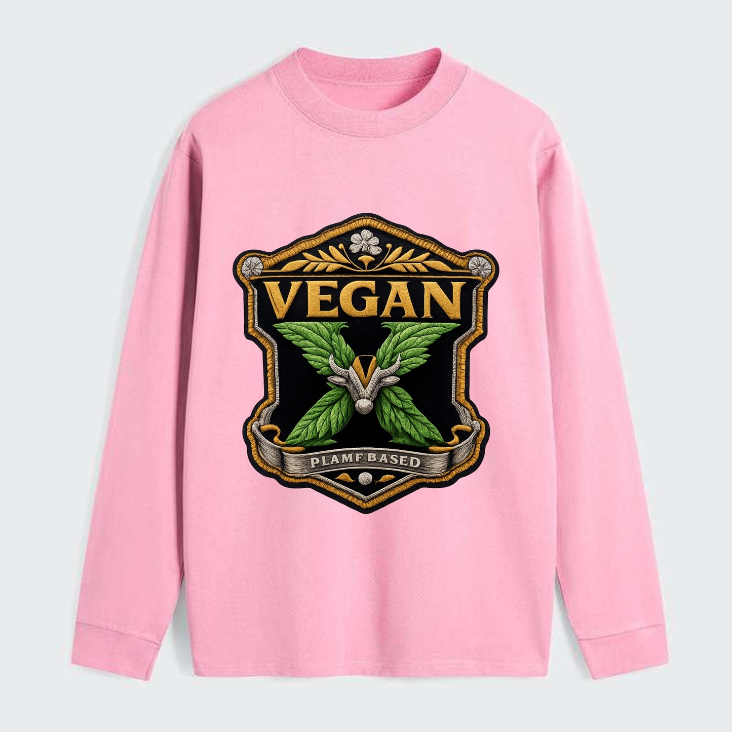 VEGAN X - plant-based symbol in green , animal rights - Classic Long Sleeve Shirt - Pink