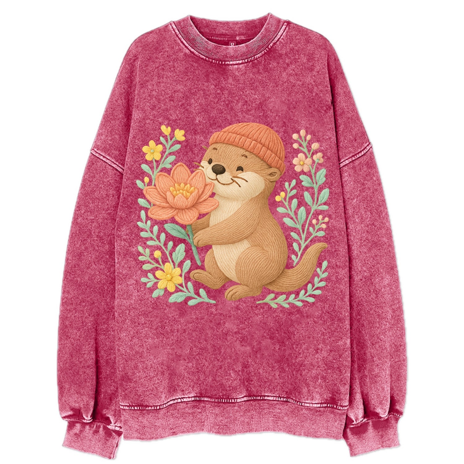 Peach Otter - Vintage Sweatshirt - Pink