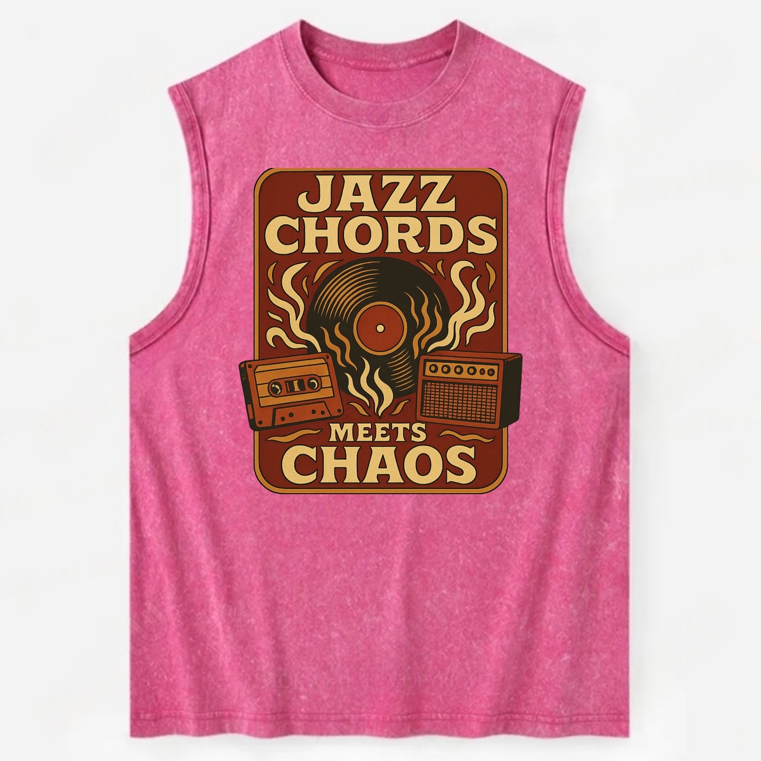 Jazz chords with hyperpop energy - "Jazz Meets Chaos" - unexpected fusion - Vintage Washed Tank - Pink