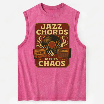 Jazz chords with hyperpop energy - "Jazz Meets Chaos" - unexpected fusion - Vintage Washed Tank - Pink