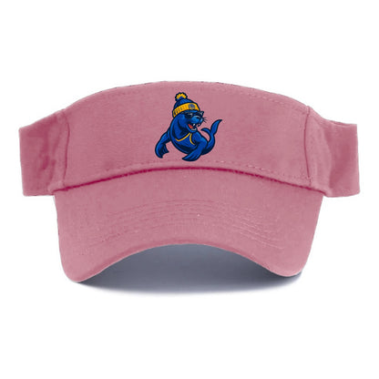 Bay Area Sea Lion wearing Warriors blue and gold beanie with Golden Gate and wayfarer - Visor - Pink