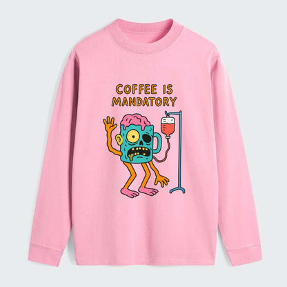 COFFEE IS MANDATORY | Zombie mug with IV drip - Classic Long Sleeve Shirt - Pink