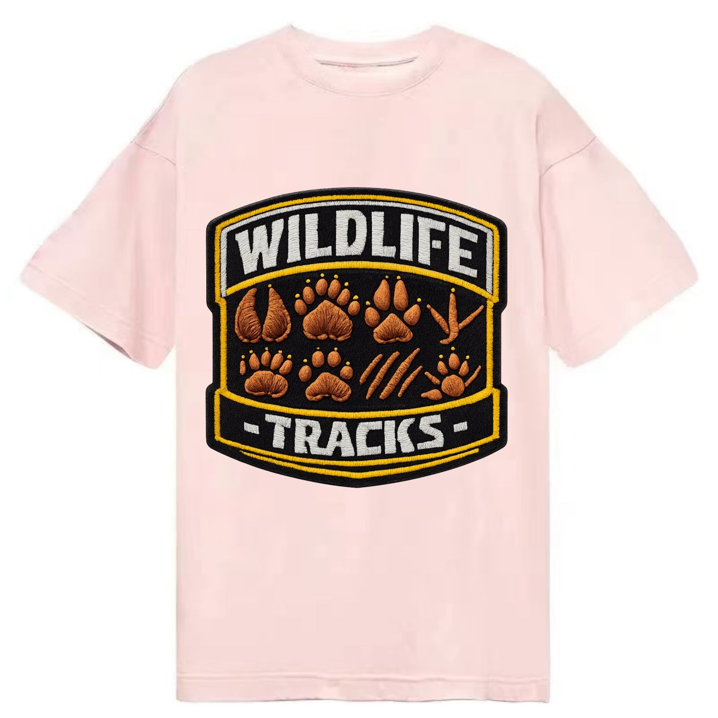 WILDLIFE TRACKS - animal footprints in brown , tracker - Classic T-shirt - Pink